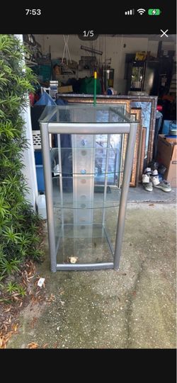 Glass Shelf Media Tower with Silver Frame