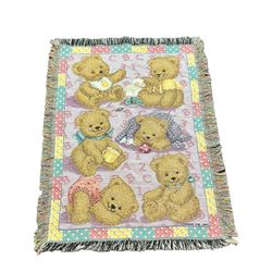 Vintage Red Calliope ABC’s 123 Teddy Bears Baby Tapestry Blanket