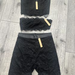 NWT SKIMS 3-Piece Lace Set: Bustier, Bandeau, & Shorts
