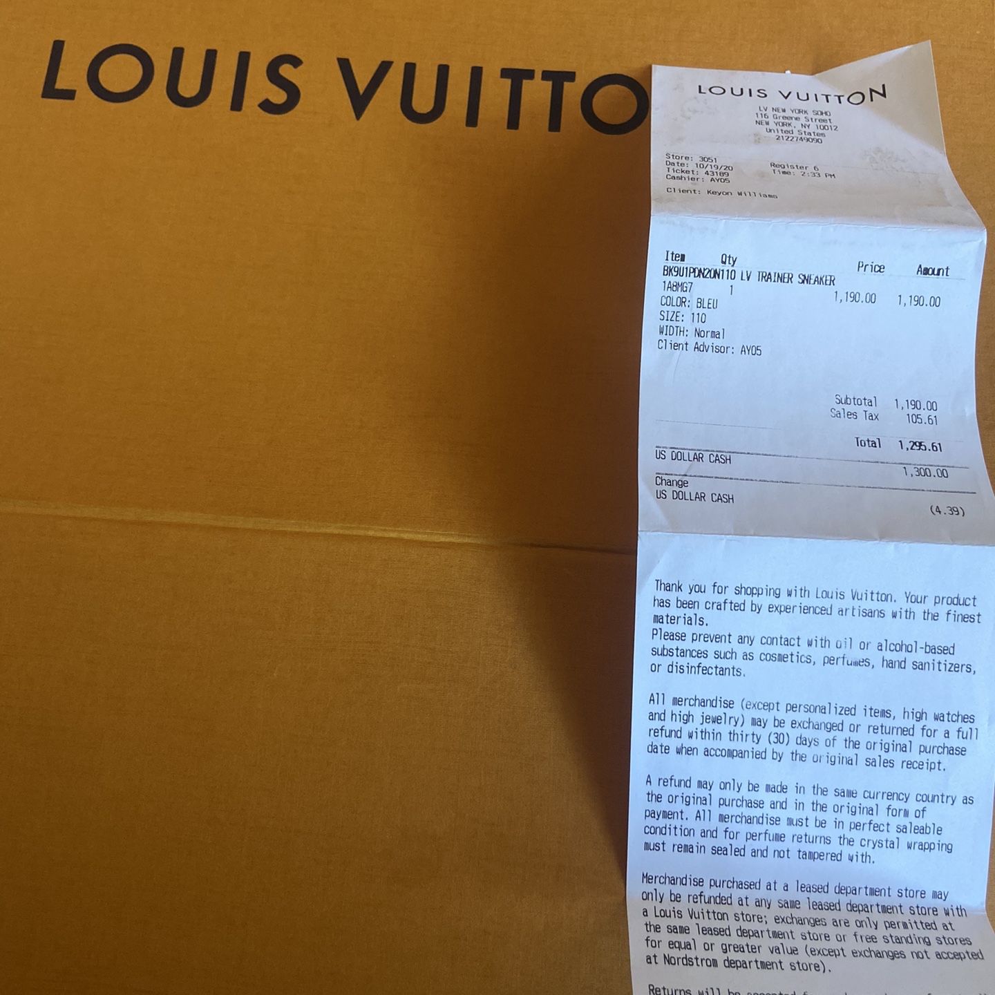 louis vuitton purchase receipt