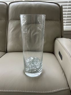 Tall Glass Vase with Decorative stones
