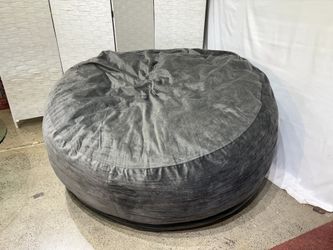 CB FURNITURE Oversized Grey Velvet Bean Bag Chair