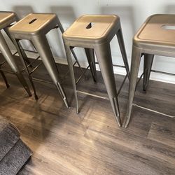 4 Brown Rustic Bar Stools