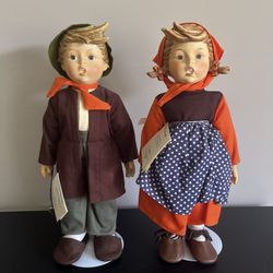 Goebel Hummel Porcelain Doll Set Of 2 Lost Sheep Signs Of Spring Germany Vintage
