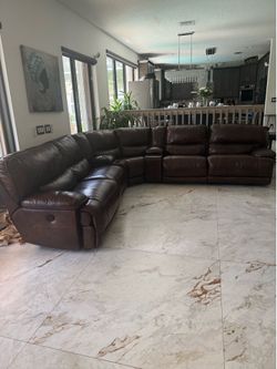 Top Grain Modular Reclining Sectional