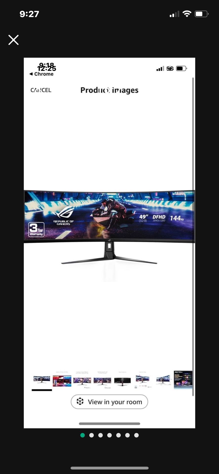 Asus ROG Strix XG49VQ 49” Curved Gaming FreeSync Monitor 144Hz Dual Full HD HDR Eye Care with DP HDMI Black New Tested 575$ Pick up Phoenix 43rd ave