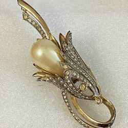 Broche Gold Filled Perla Joya Antigua
