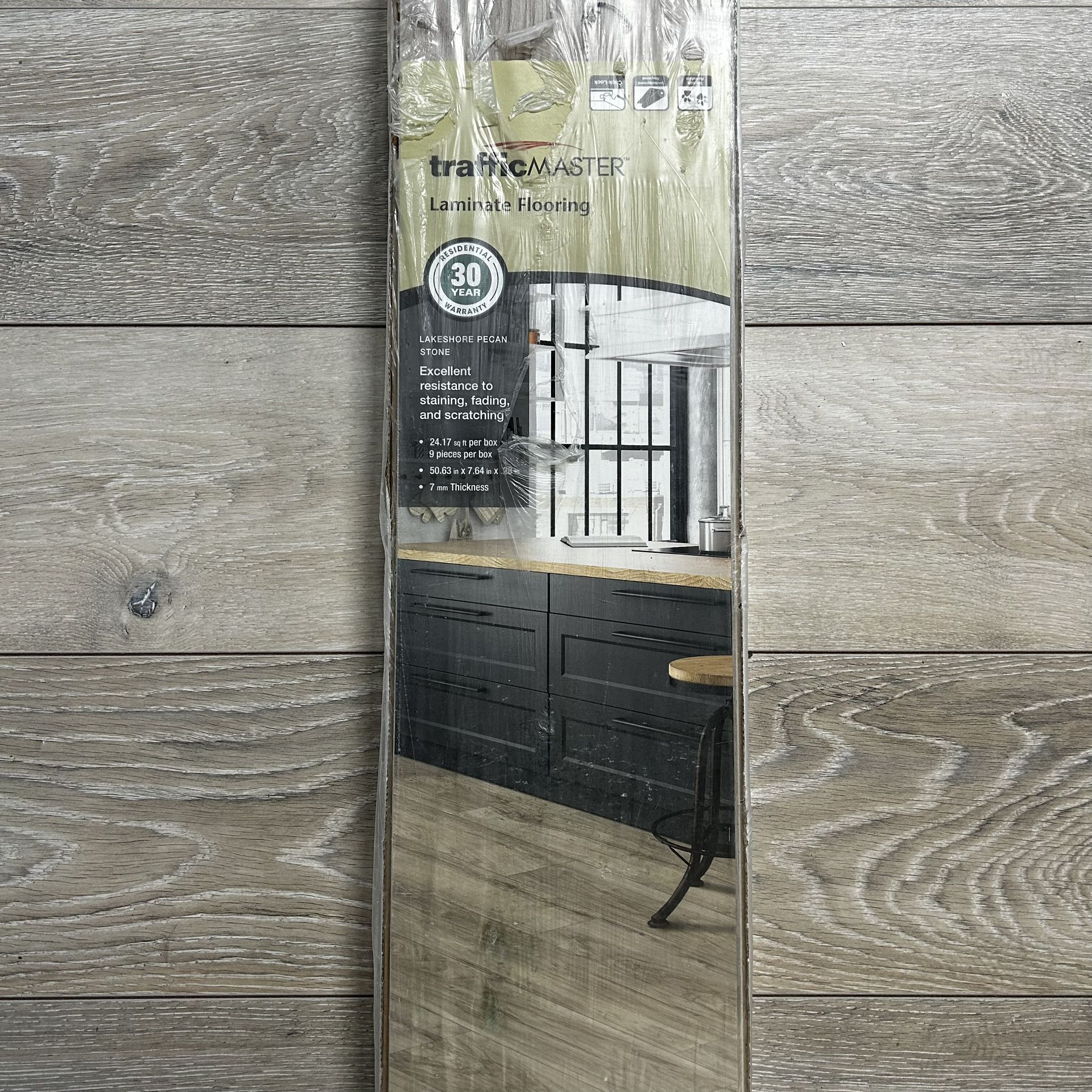 Lakeshore Pecan Stone 7mm T x 7.64 in. W Laminate Wood Flooring (24.17 sq.ft/Case)