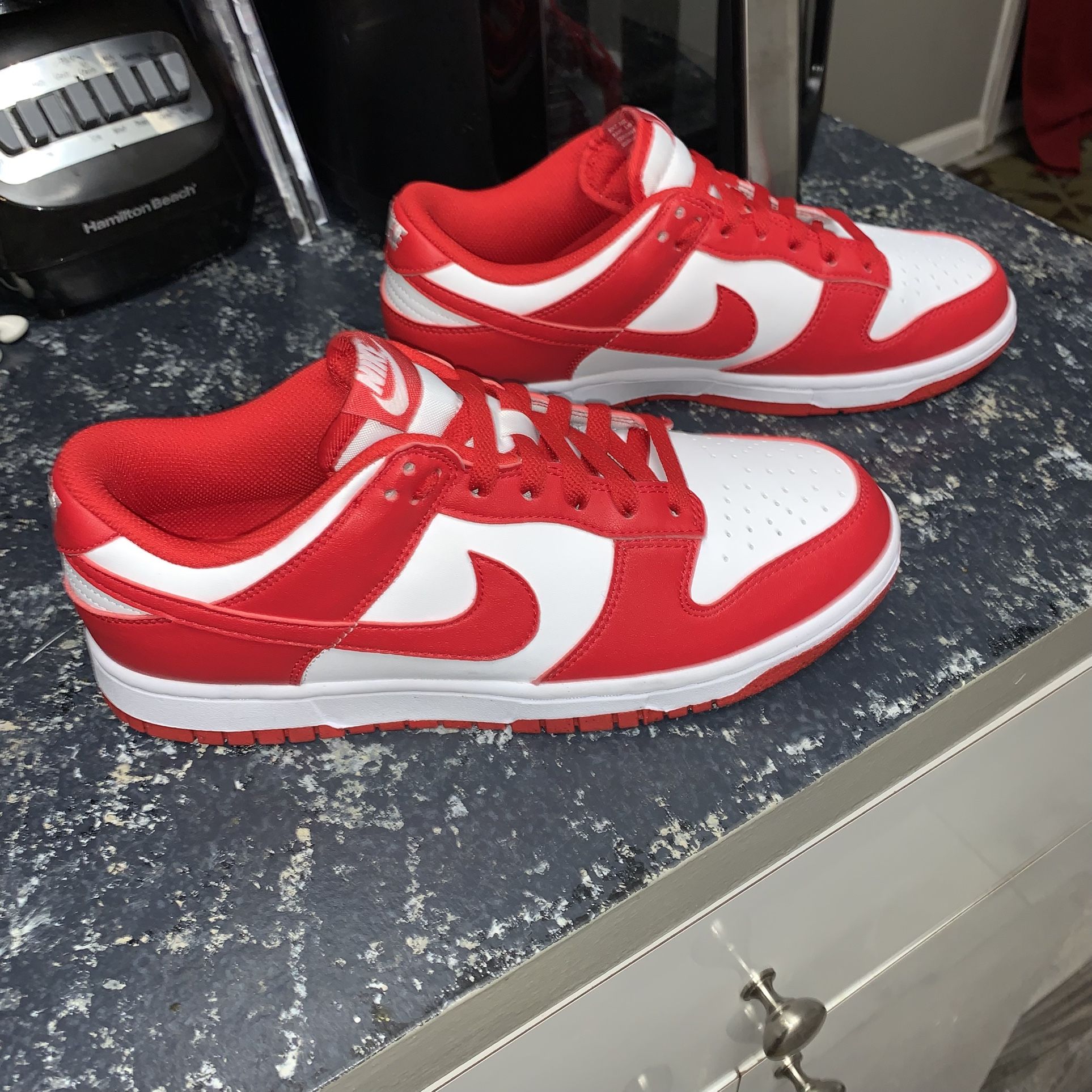 New Condition women’s Nike Leather Sneakers Red Swoosh Red Bottoms