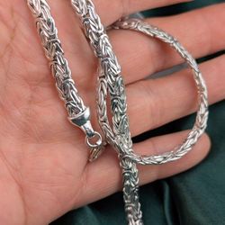 ✨Reversible Byzantine 925 Sterling Silver Woven Chain Necklace 42.60g.|18 "| 6.25 mm|✨ 