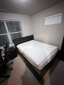 Full/Queen Bed Frame + Mattress with two matching drawers