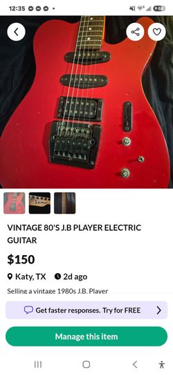 VINTAGE  80's Strat-Style Red Electric Guitar