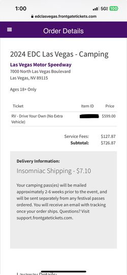 EDC Rv Ticket