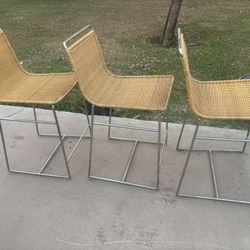 Three Williams Sonoma Wicker Counter Height Seats Stools 