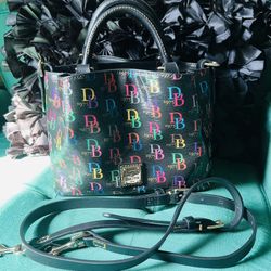 Dooney And Bourke DB75 Multicolor Mini Barlow Satchel Coated Canvas/Leather🎀