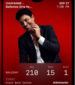 Chayanne Concert Ticket Sep 27 Frost Bank Center