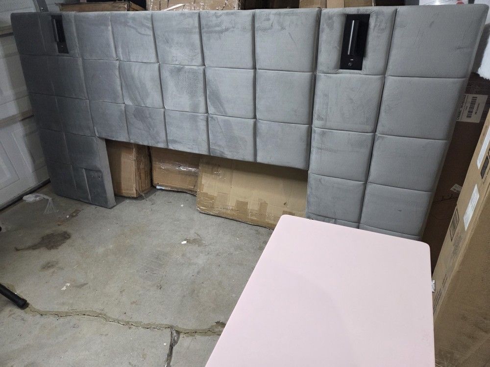 New Assembled King Headboard Only Velvet Gray
