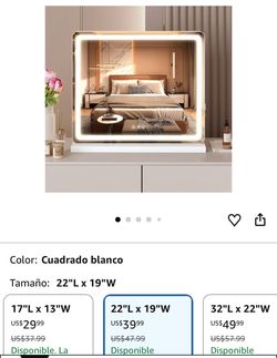 LED Lighted Vanity Mirror 22x19 White