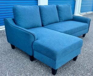 ASHLEY FURNITURE CHAISE SLEEPER SOFA PULL OUT BED SECTIONAL BLUE