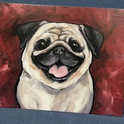 Pug Portrait Squishy Face Canvas Dog Art Home Decor Canine Lover