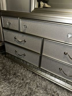 Silver Dresser With Mirror for Sale in Houston, TX - OfferUp