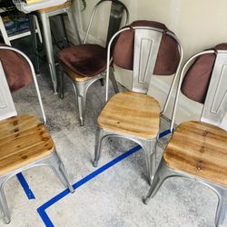 4 Wooden & METAL BISTRO CHAIRS