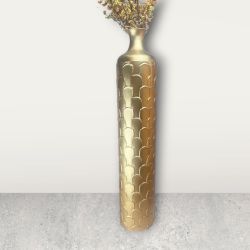34.5” Gold Tone Metal Floor Vase