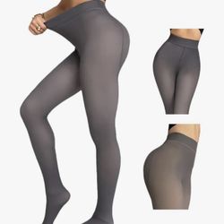 CHICME Gray Fleece-Lined Thermal Pantyhose  One Size 
