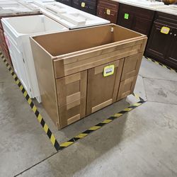 42" Glazed Mocha Solid Woos Bathroom Vanity Cabinet Only 