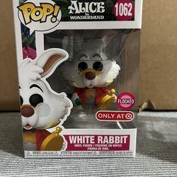 FLOCKED EXCLUSIVE White Rabbit Funko Pop #1062 Disney Alice in Wonderland Movies
