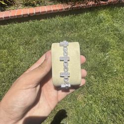 925 silver and moissanite Cross bracelet 