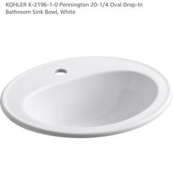 2X KOHLER K-2196-1-0 Pennington 20-1/4 Oval Drop-In Bathroom Sink Bowl, White