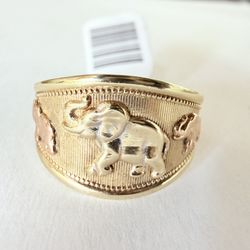 14K Tri-gold Elephant Ring