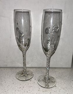 Hand Made Swarosfsky Crystal Champagne Flutes