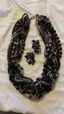 Necklace, earrings