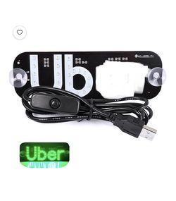 USB LED Car Light Sign Windshield Display w/ Suction Cups, Rideshare Taxi Green