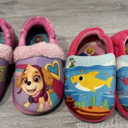 kids  Paw Patrol And Baby Shark slippers size 11-12