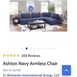 Navy blue Sectional Couch With Rug 
