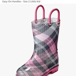 Puddle Play - Rain Boots - Plaid - Youth Size 2 - New