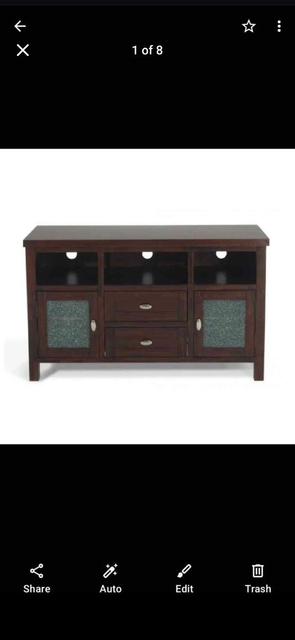 Heavy Dark Wood Finish Entertainment Center Table