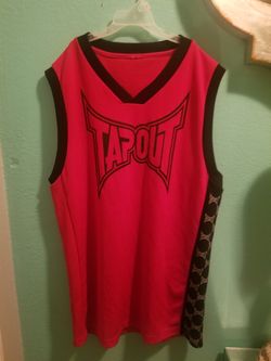 Tap Out Red Jersey tank shirt...size large mens..like new!