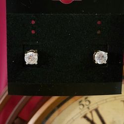 Beautiful Gold Tone Earrings With Simulated Diamonds 