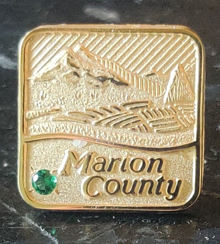 Marion County Oregon Service Pin With Emerald