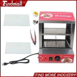 Commercial Hot Dog Steamer 2-Tier Electric Bun Warmer 28.5QT Slide Doors