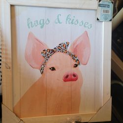 New Hugs & Kisses Pig Frame Hobby Lobby 16x14 