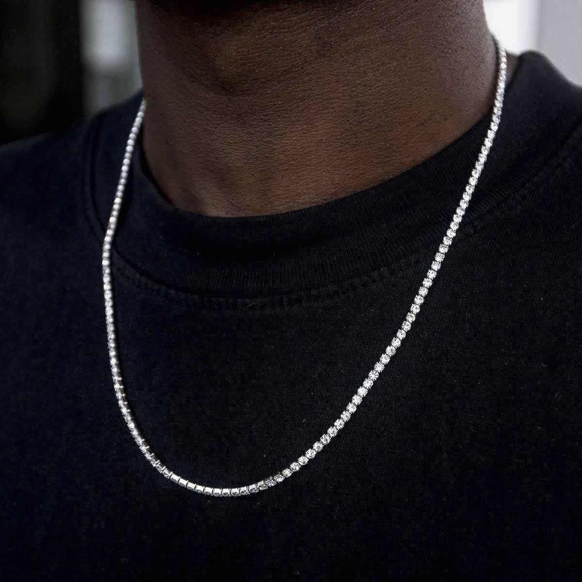 The GLD Shop - 20” Micro Tennis Necklace in 14k White Gold