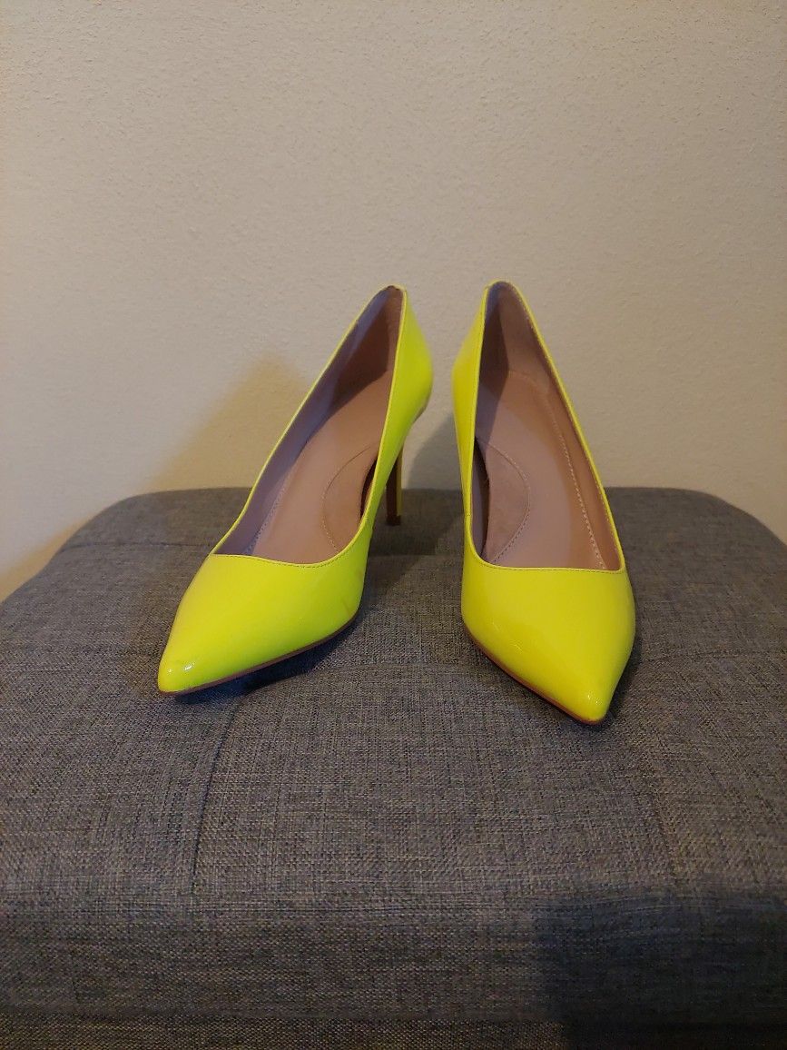 Neon Yellow Pointed Toe Heels