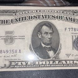 Five Dollar Bill From 1953 Misprint Aux Center $200 Or Best Offer