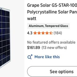 Grape Solar GS-STAR-100W Polycrystalline Solar Panel, 100-watt