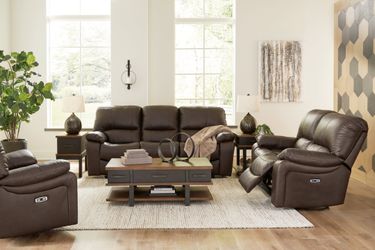 Leesworth Dark Brown Power Reclining Sofa, Loveseat and Recliner (Online Special Price)